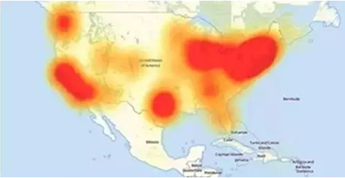美国遭受攻击断网的区域